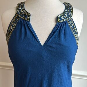 Gretchen Scott Women’s Embroidered A Line Tank Dress Blue Lined small EUC